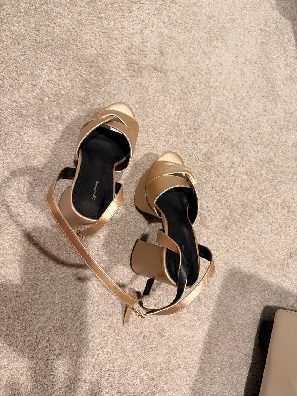PrettyLittleThing Metallic Gold Block Platform Sandals